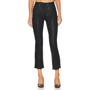 GOOD AMERICAN Black Good Straight Leg Wax Coated Denim Jeans Size 0 / 25